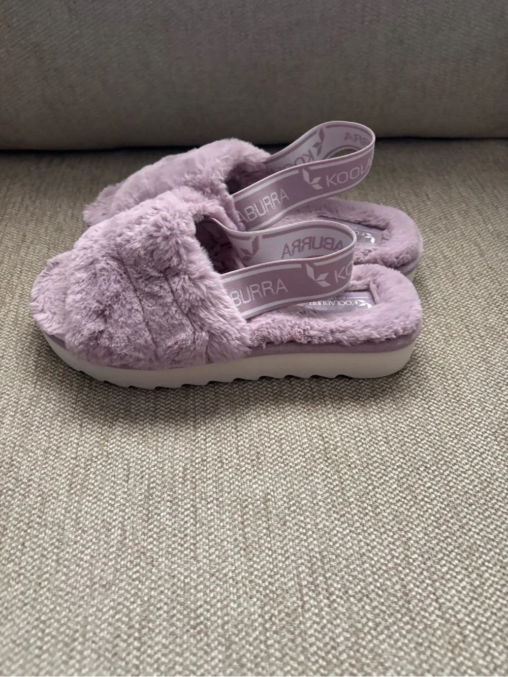 Koolaburra Lilac Plush Slide Sandals with Heel Strap